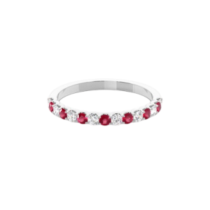SORTIJA ORO BLANCO RUBIES Y DIAMANTES