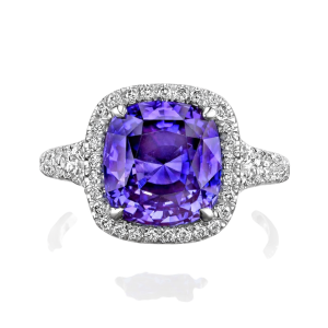 Sortija oro blanco, tanzanita y diamantes