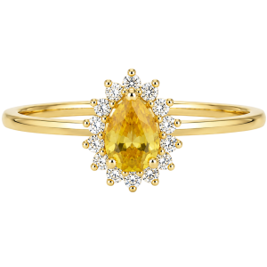 Sortija oro amarillo y zafiros amarillos con diamantes