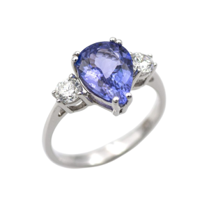 Sortija oro blanco, tanzanita y diamantes