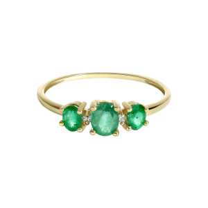 Sortija oro amarillo, esmeraldas y diamantes